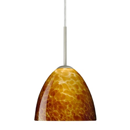 Besa Lighting Besa Sasha Pendant Satin Nickel Amber Cloud 1x50W B10 Med 1BT-757218-MED-SN